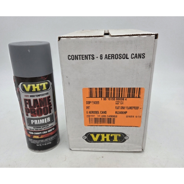 Six Brand New 110z Cans Of VHT Flame Proof Flat Gray Primer