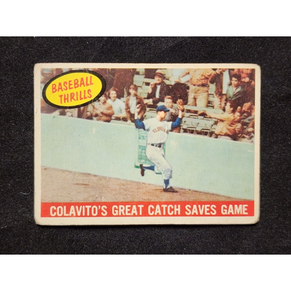 1959 Topps #462 Baseball Thrills Rocky Colavito's Great Catch Saves Game