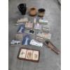 Image 1 : Vintage Collectables Including Card Game, Bakeware, Pottery, & Wooden Hand Painted Landmark Replica 