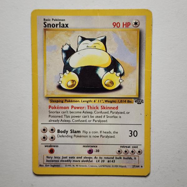Snorlax 27/64 Non Holo Rare Vintage Jungle Set Pokemon Trading Card 