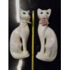 Image 3 : Fantastic Vintage MCM Collectable Pair Of Pearlescent Siamese Cats With Ribbon Collars 