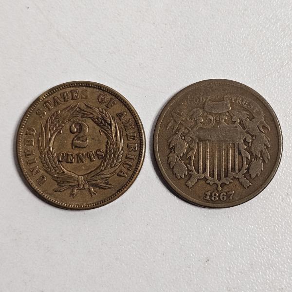 1865/67 United States Two-Cent Piece FV: $.04