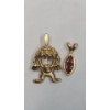 Image 1 : 14K Yellow Gold Tasmanian Devil Charm Pendant & 14K Yellow Gold Ruby Pendant - Total Weight: 2.6g