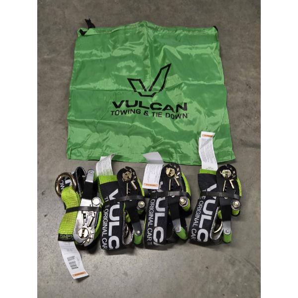 New! 4 Vulcan 8ft Tie Down Strap Set With Storage Bag 