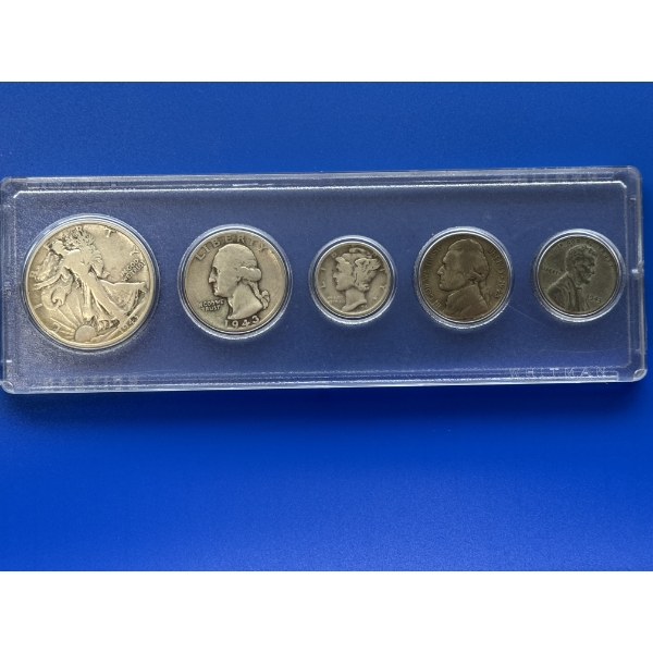 Assorted 90 Percent Silver United States Coin Set In Protective Holder - Mint Condition 