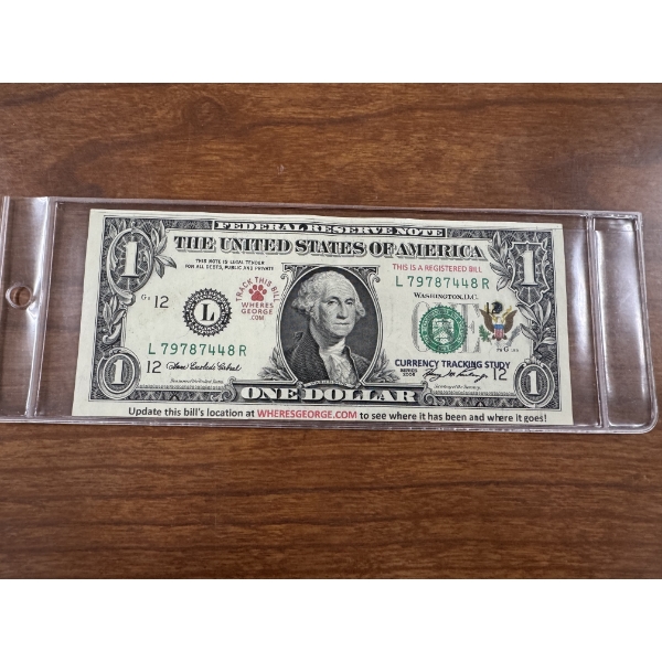 2006 United States Washington Currency Tracking Study Dollar Bill - In Holder