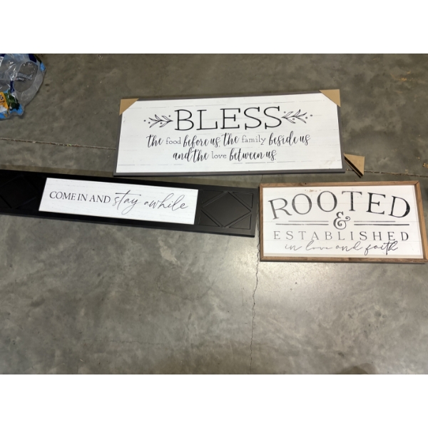 3 Wall Hanging Decor - Bless the food before us - Come in and stay awhile -Rooted & Established 