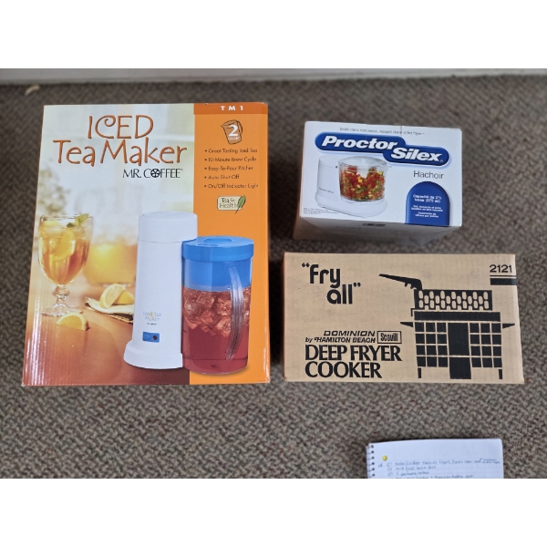 PICKUP IN CANTON - New In Box, Hamilton Beach Mini Deep Fryer, Mr. Coffee Iced Tea Maker, Proctor Si