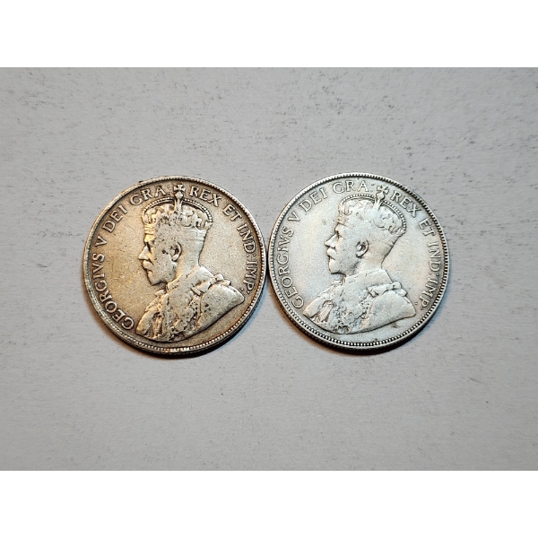 1918 Canadian 50 Cent Silver Coin ASW: 0.3456 oz and 1931 Canadian 50 Cent Silver Coin ASW: 0.3 oz