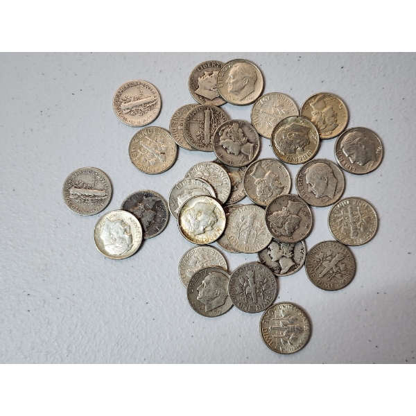 Assorted Years 90% Silver Dimes Face Value $3.00