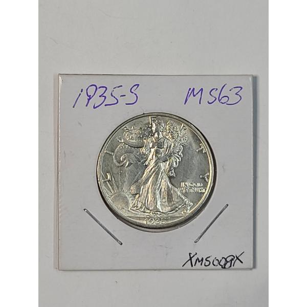 United States Scarcer MIntage 1935-S Walking Liberty 90% Silver Half Dollar - Amazing Condition 