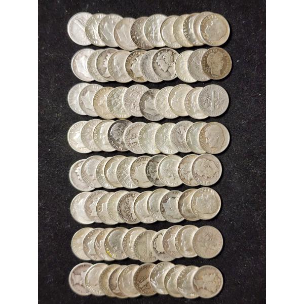 $8 Face Value in Assorted 90% Silver Dimes