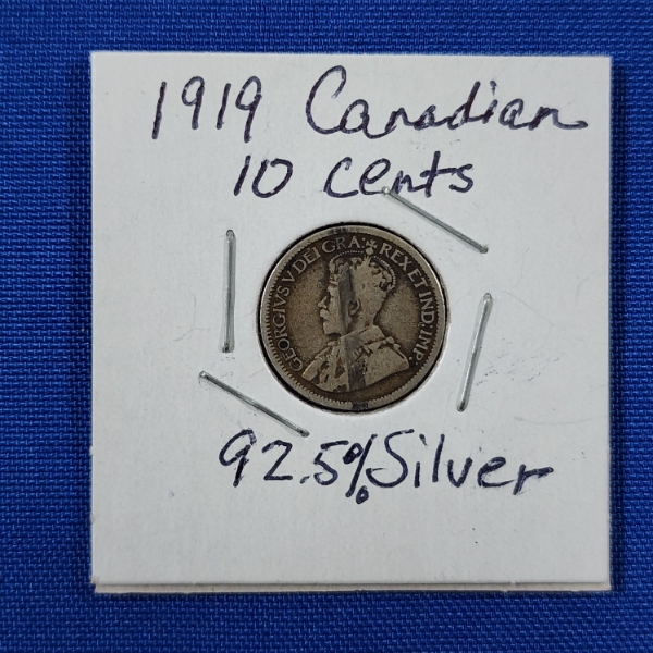 1919 Canadian Sterling Silver Dime