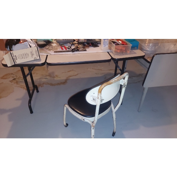As Shown  - 48" Wide by 30" x 29" Folding Legs Work/Computer Table & Chair - Contents Not Included