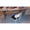 Image 1 : As Shown  - 48" Wide by 30" x 29" Folding Legs Work/Computer Table & Chair - Contents Not Included
