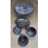 Image 1 : PICKUP IN CANTON - Great Condition Enamelware Large & Small Roasters And Double Boiler With Lids 