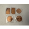 Image 1 : 5 - One Ounce .999 Fine Copper Rounds & Bars  - All Mint Condition