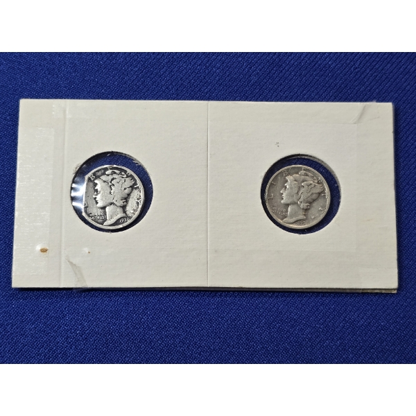 (2) 1936 Winged Liberty Head Mercury Dimes in Protective Coin Sleeve