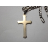 Image 7 : 10K White Gold Crucifix Cross Pendant & Figaro Chain 23" Necklace (Broken Chain) TW: 17.0g