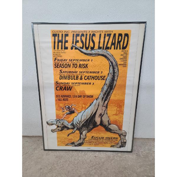 Framed "The Jesus Lizard" Lithograph at Euclid Tavern in Cleveland - Numbered & Signed By Derek Hess