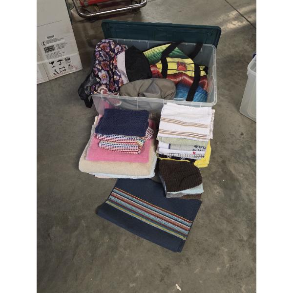 Storage Tote With Towels And Reusable Tote Bags