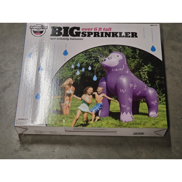 Brand New In Box! Bigmouth 6.5ft Tall Inflatable Ape Sprinkler Retails For Over $65.00