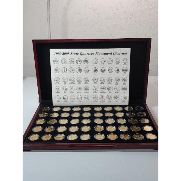 1999-2008 Gold-Plated State Quarters Set in Nice Display Box - FV: $12.50
