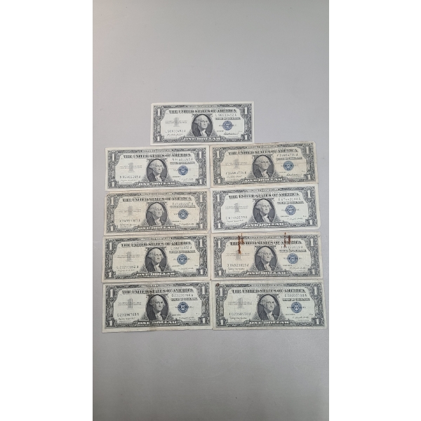 Assorted Series $1 Silver Certificates - Face Value: $ 9.00