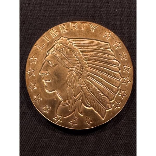 Indian Liberty Head .999 Fine Copper 5 Ounce Round Coin - Exceptional Quality - Mint Condition