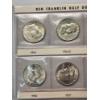 Image 2 : x8 Assorted Years 90% Silver Franklin Half Dollars In Nice Plastic Sleeves FV: $4.00