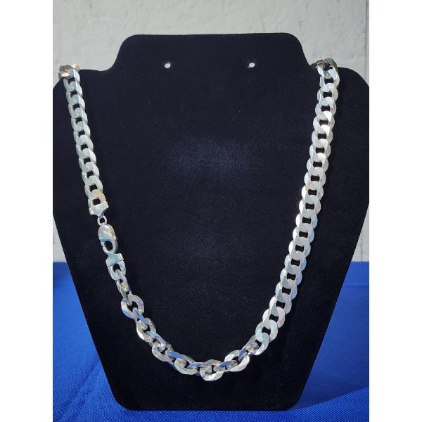 Sterling Silver Cuban Link Diamond Cut 24" Necklace Total Weight: 81.9g