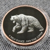 Image 5 : One Troy Ounce .999 Fine Copper Round ~ Colorized Black Ft. Bear On One Side & Bull on The Other