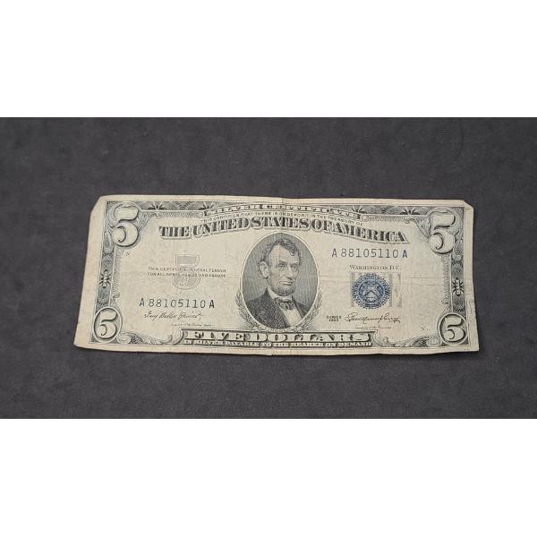 Series 1953 $5 Silver Certificate With Priest/Humphrey Signatures - Face Value: $5