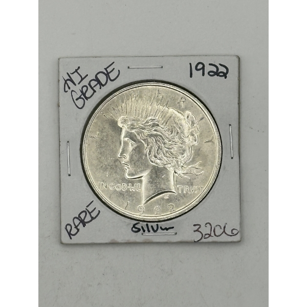High Grade 1922 Silver Peace Dollar