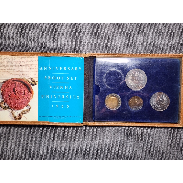 1965 Austria Vienna University Anniversary Silver Proof Set - 4 Incredible Silver Coins!