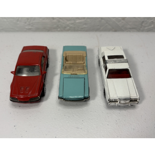 Lot of 3 Vintage Diecast Collectible Model Cars Including a Teal 1965 Mustang Convertible