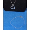 Image 2 : Sterling Silver Heart Necklace & Bracelet - Weight: 3.7g