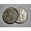 Image 1 : Two Assorted 90% Silver United States Walking Liberty Half Dollars ~ $1.00 Face Value