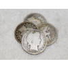 Image 1 : Four Assorted United States 90% Silver Barber Quarters ~ $1.00 Face Value!