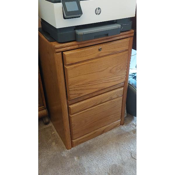 Oak 2 Drawer Filing Cabinet - Excellent condition - Clean and fully functional... 25 x 20 x 30  