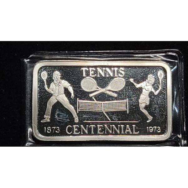 Vintage 1973 J.S Love & Associates Co. Tennis Centennial 1 oz .999 Fine Silver Art Bar-10,000 Minted