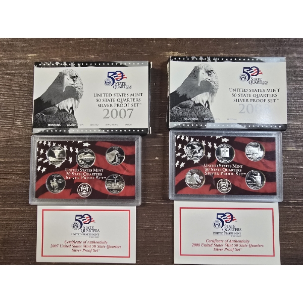 2007 & 2008 United Silver States Quarter Proof Sets