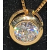 Image 2 : 14K Gold Bezel Set Cubic Zirconia On 18" 14K Gold Chain - Weight: 2.4g 