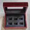Image 1 : Wooden Cherry Finish 6 Slot Sports Championship Ring Display Case With Glass Window, 7"x5"