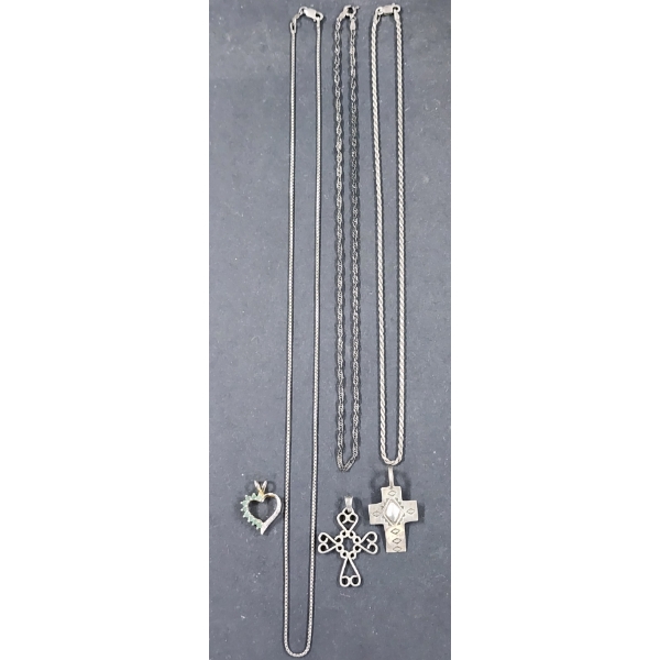 Three Sterling Silver Necklaces With Three Sterling Silver Pendants Weighing 21.9 Grams