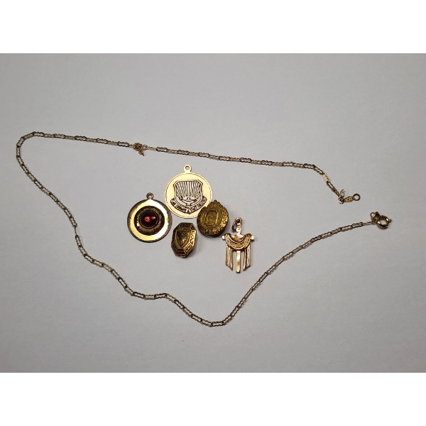 Nice Assortment of Gold-Filled Jewelry: Pins, Pendants, Necklace - Total Weight: 14.5g