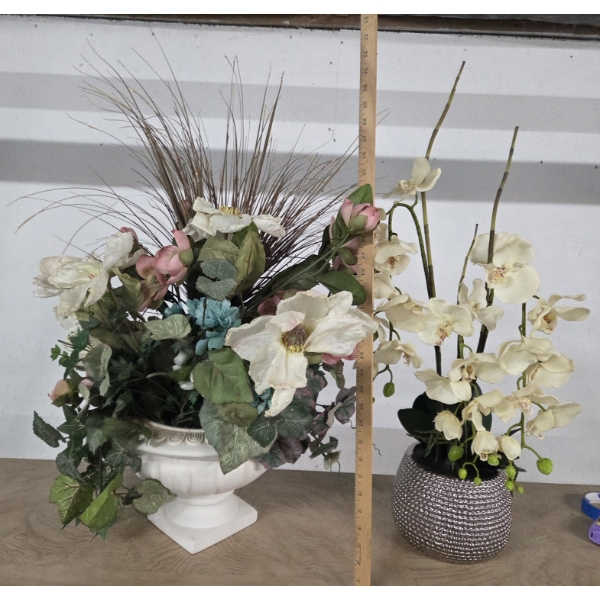 Two Excellent Condition Faux Planters Over 33'' Tall!