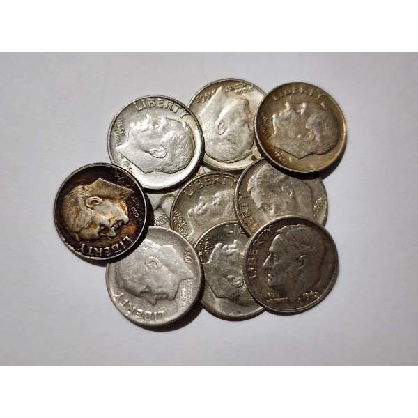 $1.00 Face Value in Assorted 90% Silver United States Dimes ~ 10 Total Dimes!