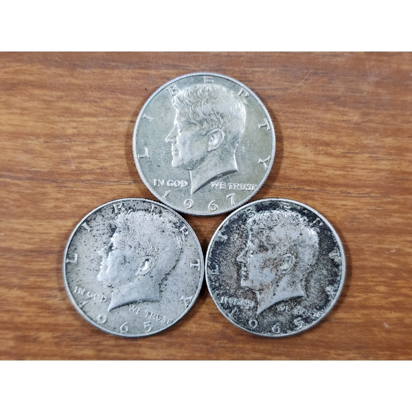 Three United States 40% Silver Kennedy Half Dollars ~ $1.50 Face Value
