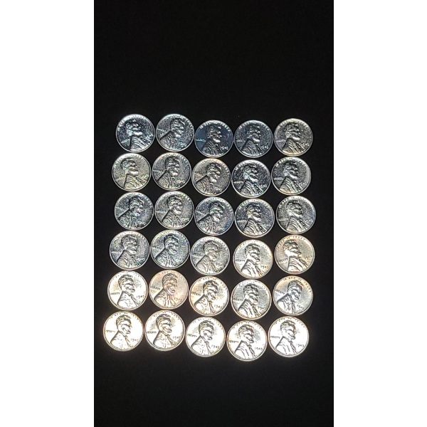 (30) 1943 Uncirculated Steel Pennies - Face Value: $0.30